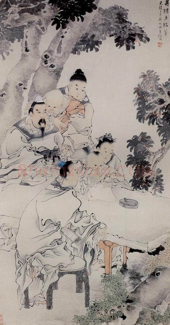 清 任颐 《丹桂五芳图》 书画作品