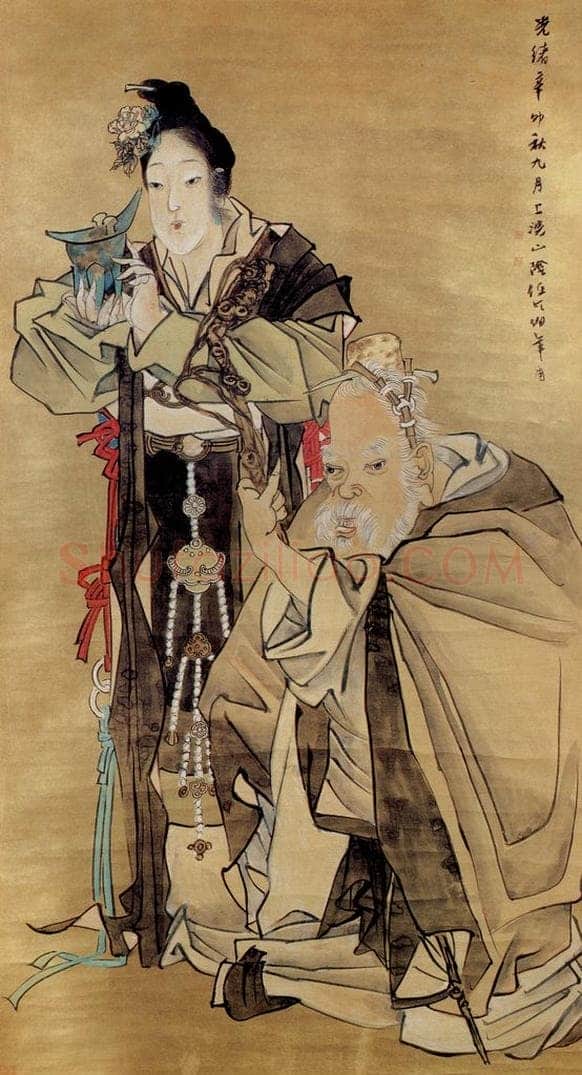 清 任颐 《麻姑寿星图》 书画作品