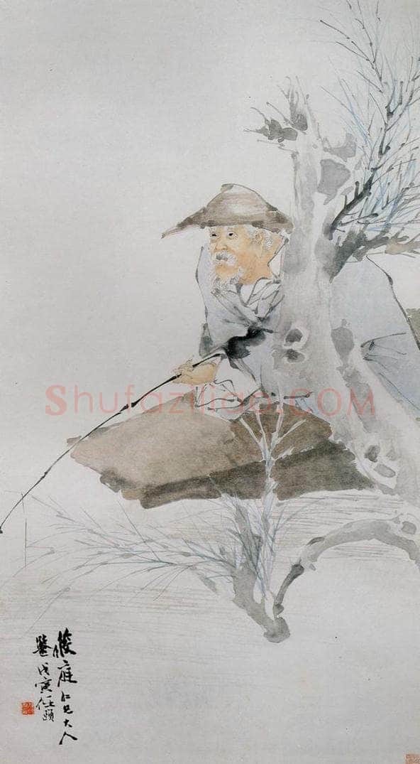 清 任颐 《春江渔夫图》 书画作品