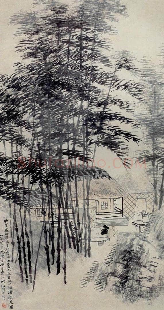 清 任颐 《竹林深处图》 书画作品