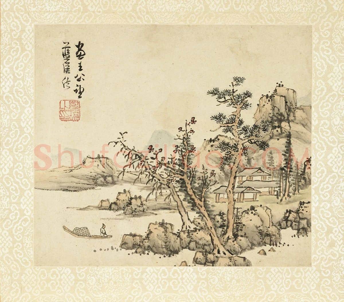 蓝瑛临王(黄)公望山水法