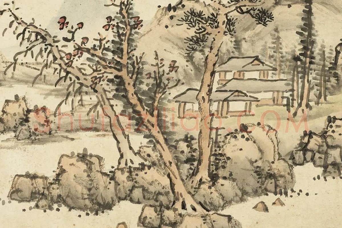 蓝瑛临王(黄)公望法局部 (1)