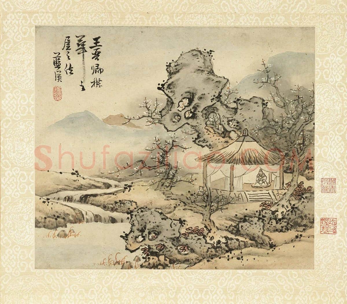 蓝瑛临王诜山水画法
