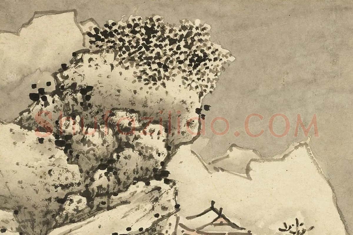蓝瑛画雪景山水局部 (1)