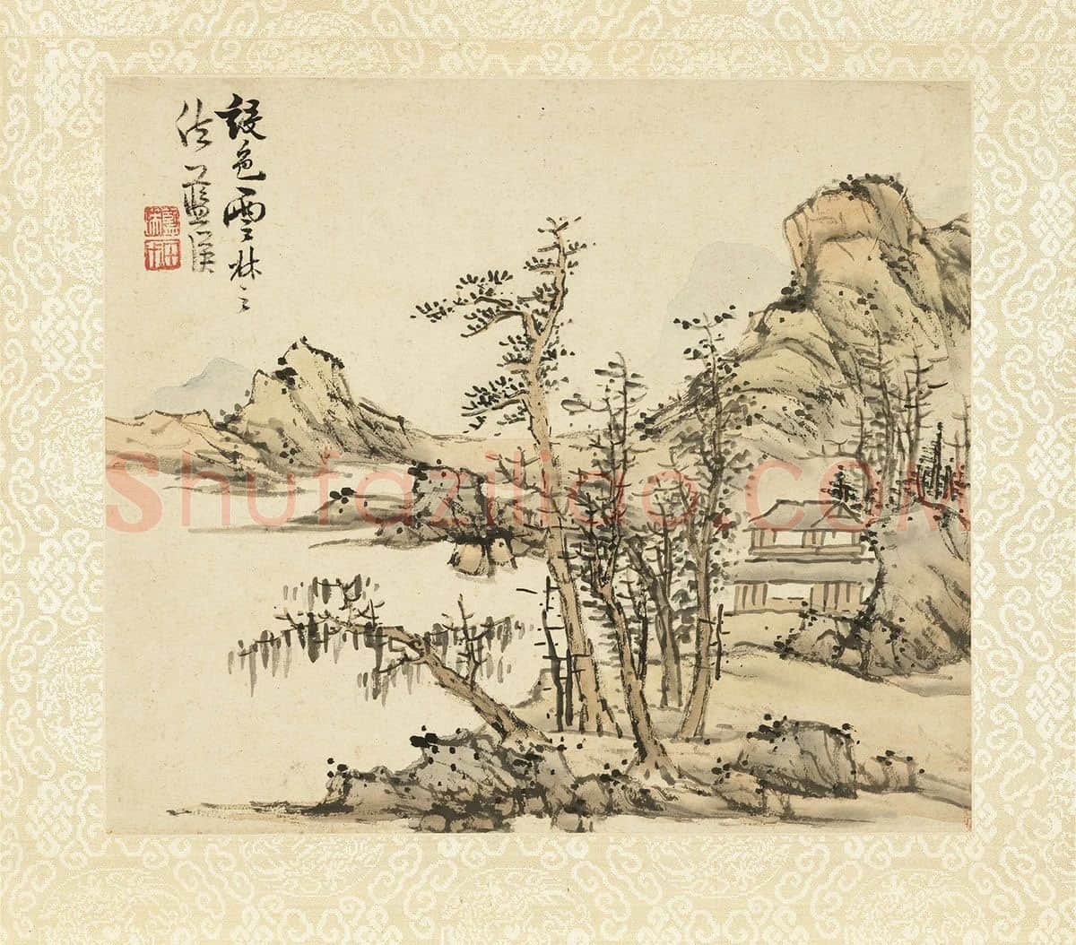 蓝瑛临倪瓒设色云林之法