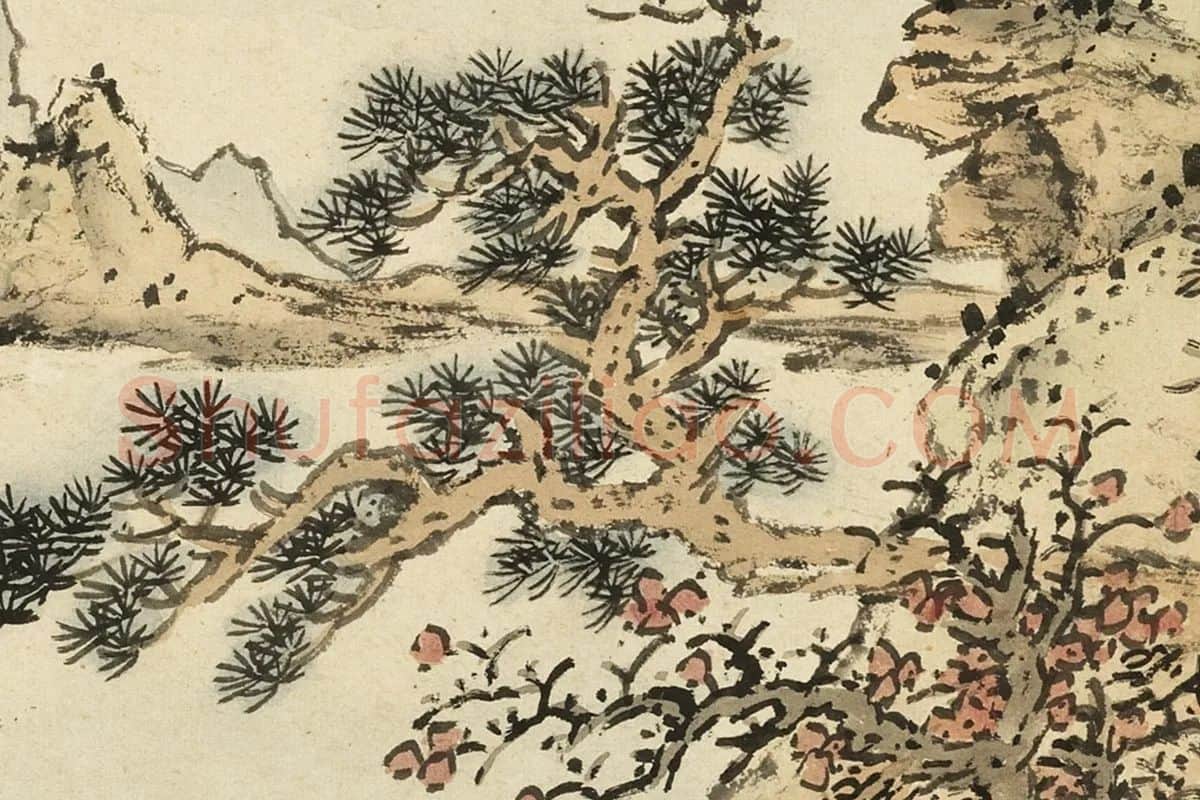 蓝瑛临范宽山水画法局部 (2)