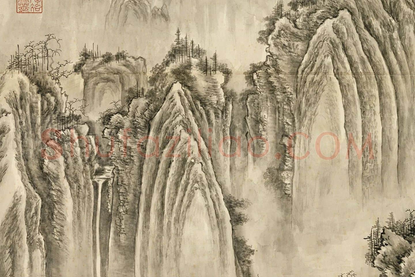 董邦达《仿荆浩匡庐图》局部 (2)