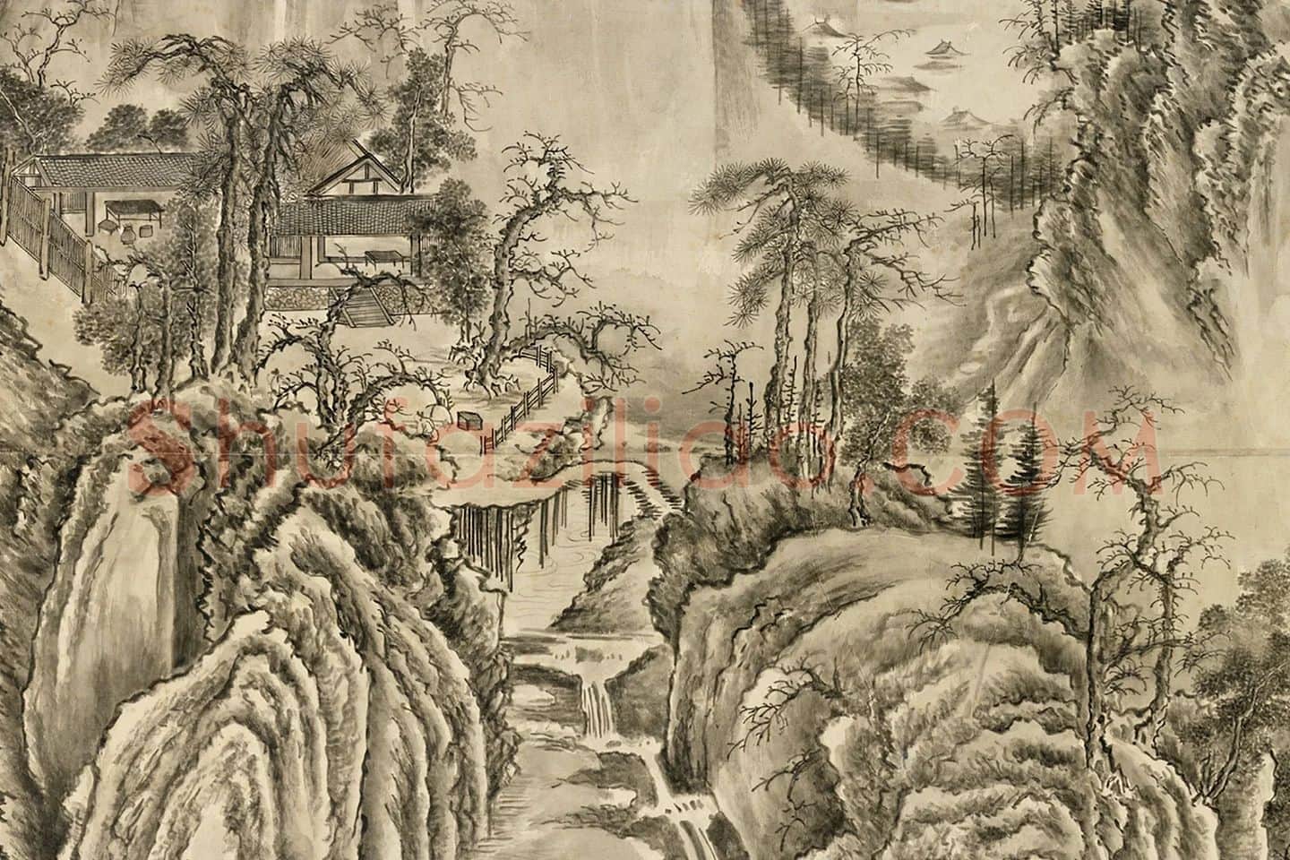 董邦达《仿荆浩匡庐图》局部 (3)