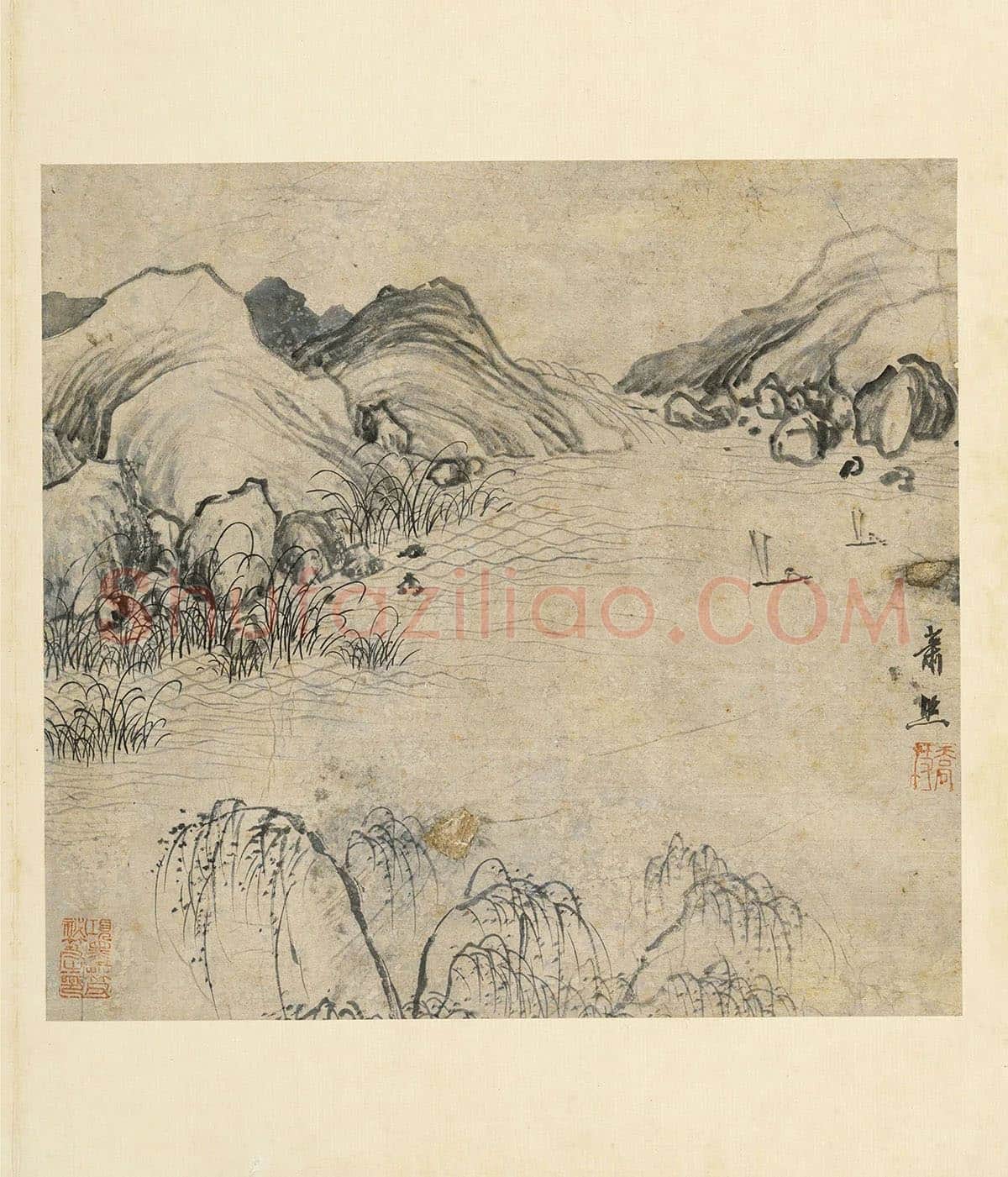 萧照水墨画山水