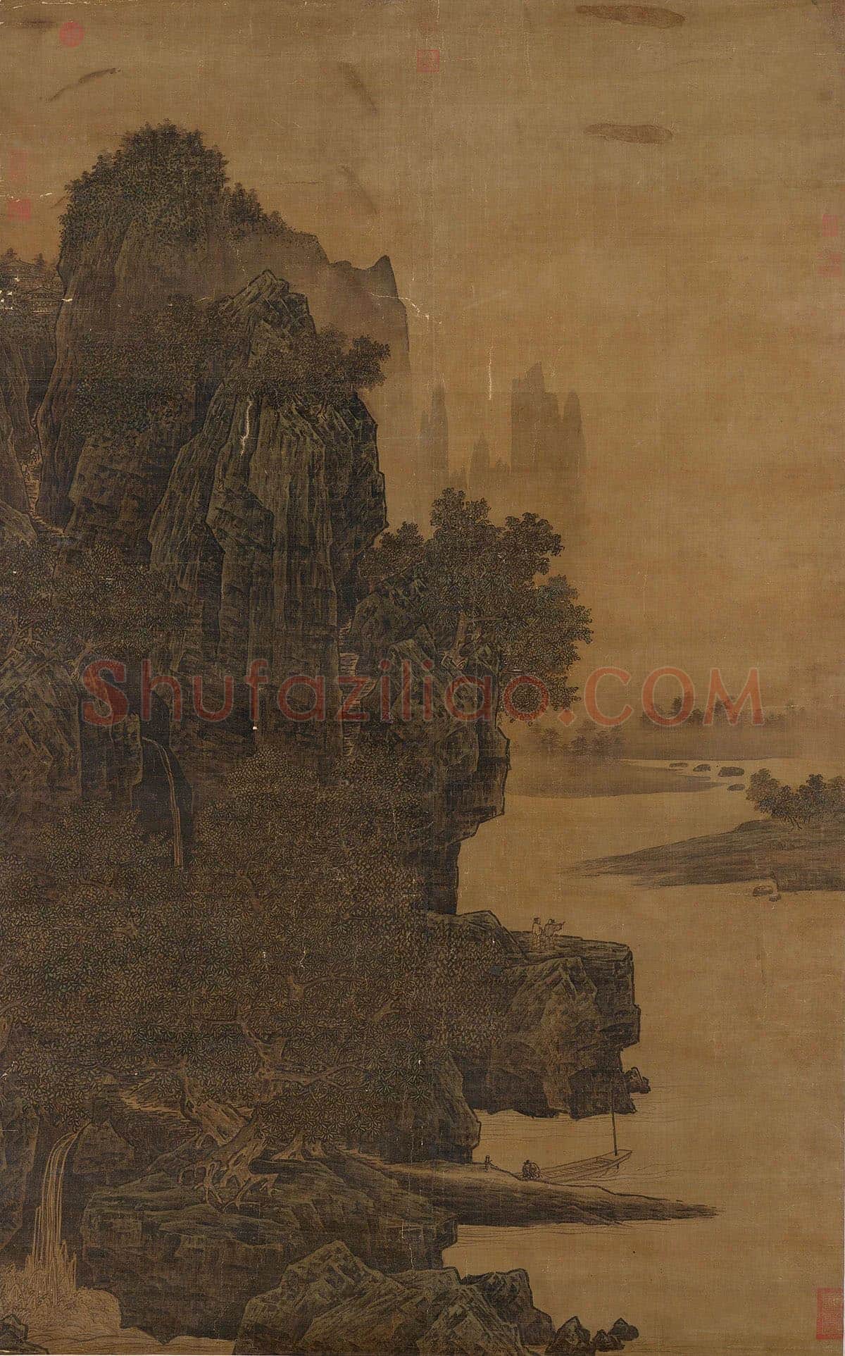 萧照山水画《山腰楼观图》