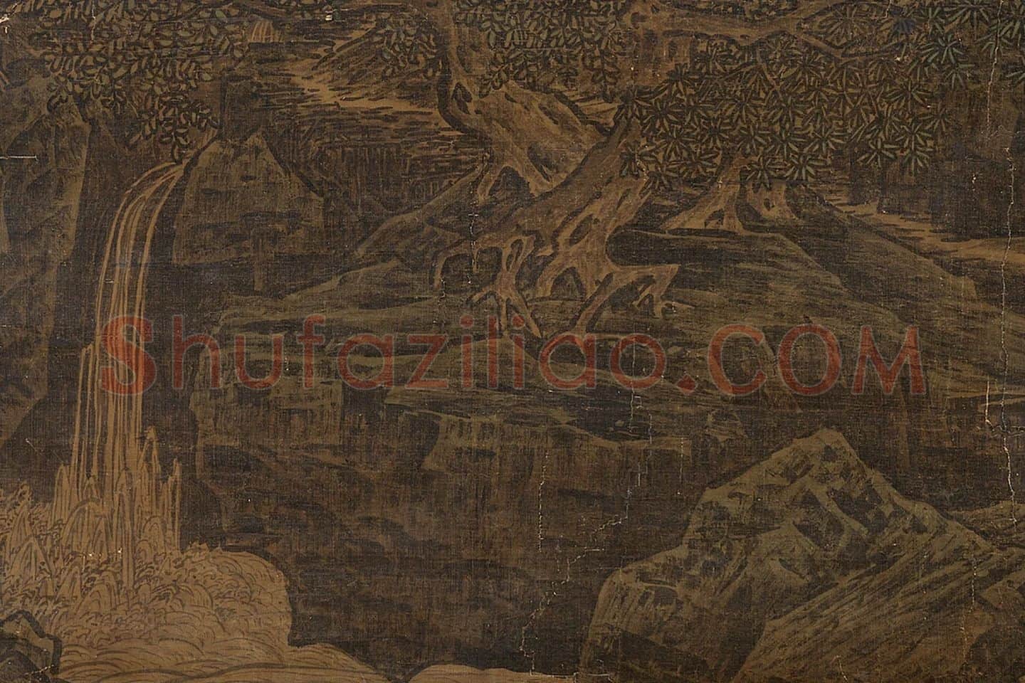 萧照山水画《山腰楼观图》局部 (1)