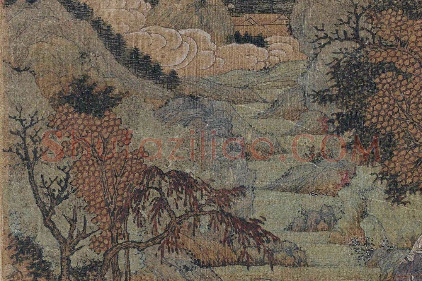 萧照青绿山水画《丹林诗意图》局部 (2)