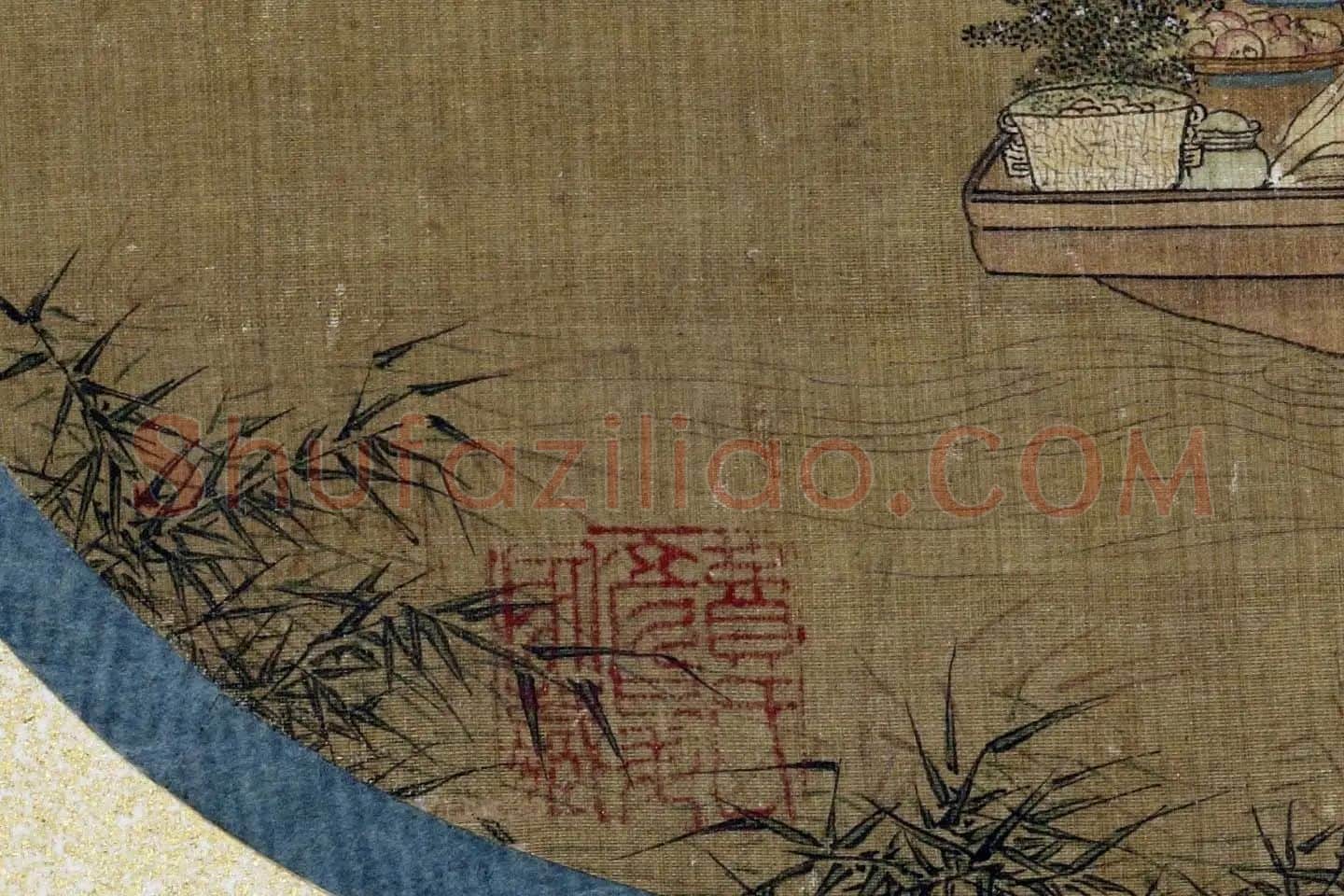 仇英《船人形图(船游图)》高清大图局部 (3)