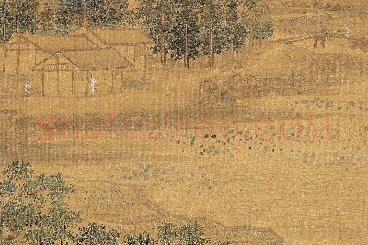 仇英青绿山水《莲溪渔隐图》高清大图局部 (5)