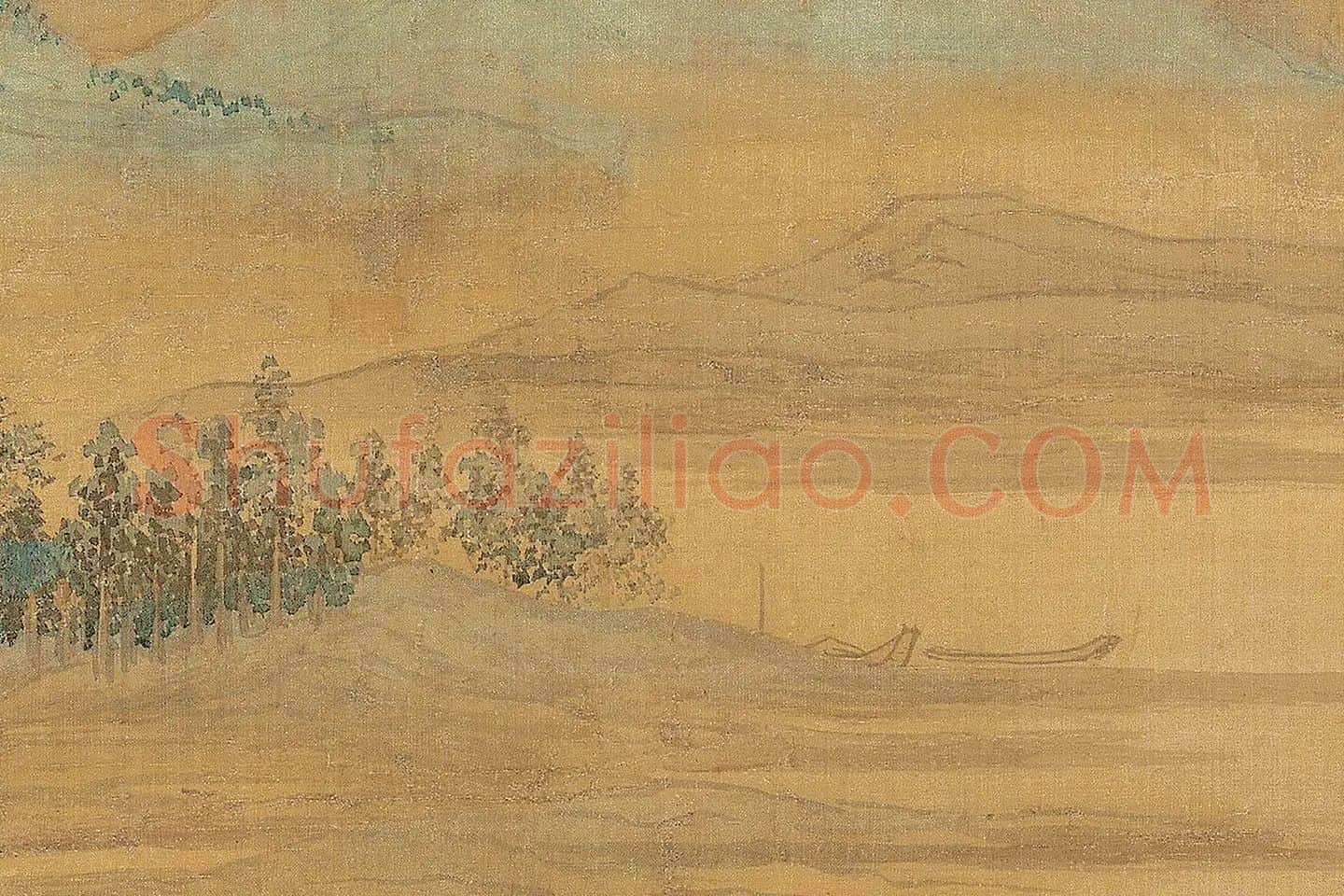仇英青绿山水《莲溪渔隐图》高清大图局部 (6)