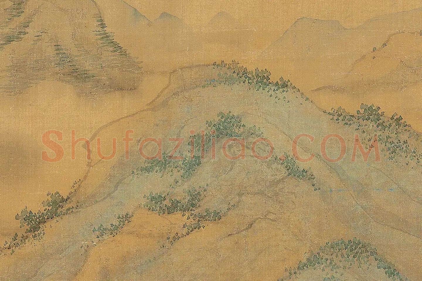 仇英青绿山水《莲溪渔隐图》高清大图局部 (7)