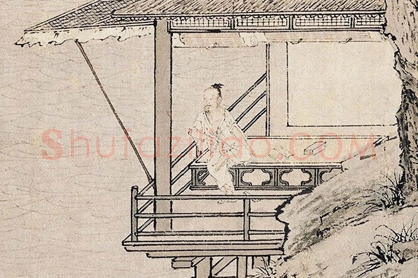 仇英山水画《渔笛图》局部 (3)