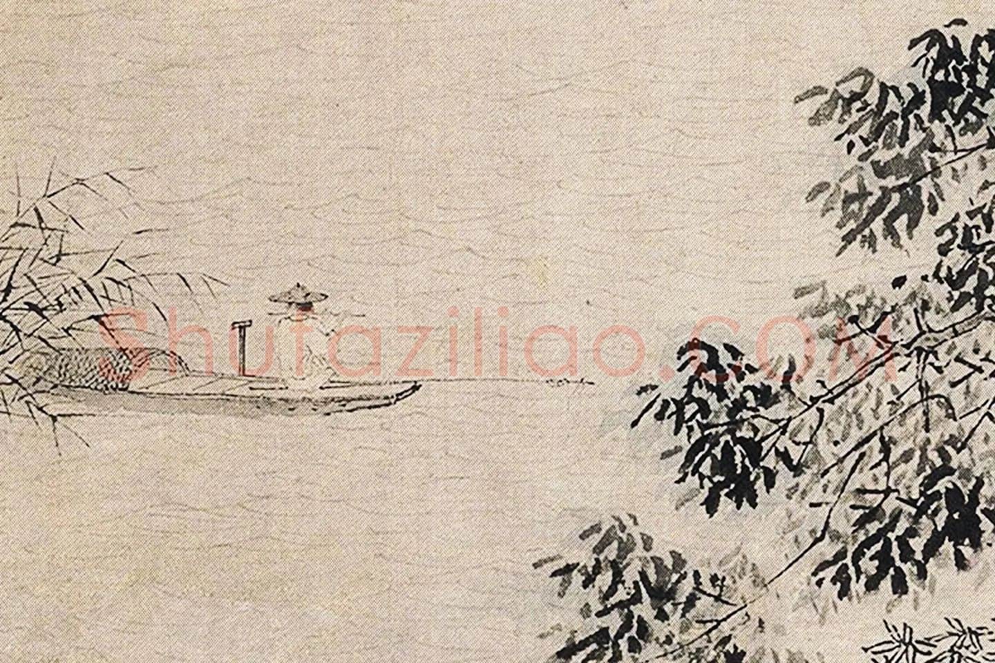 仇英山水画《渔笛图》局部 (4)