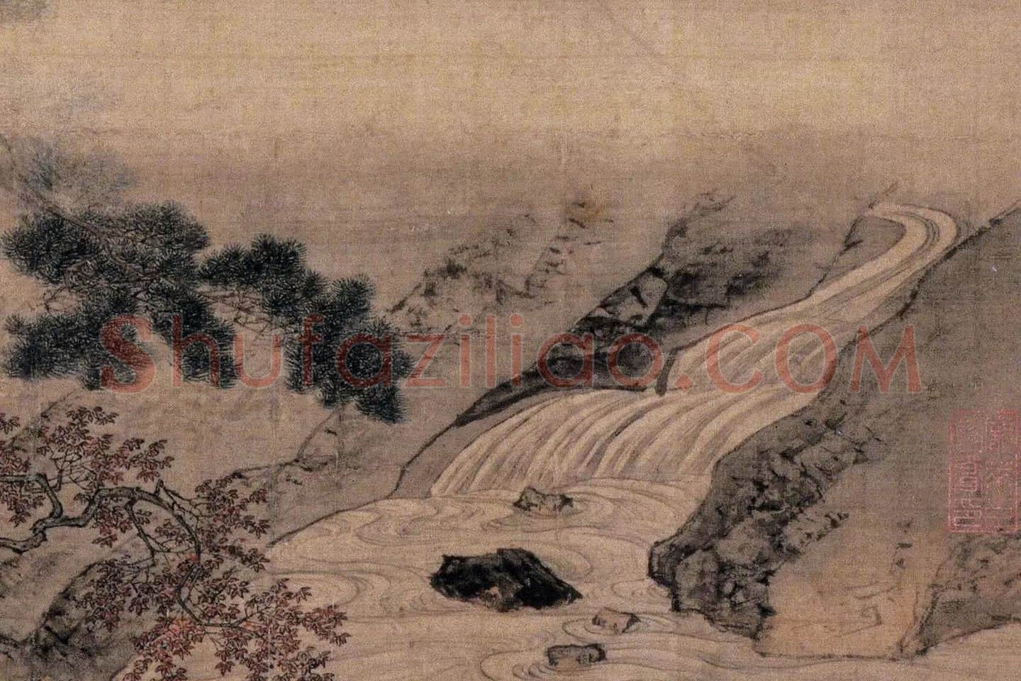 仇英山水《临溪水阁图》局部 (3)
