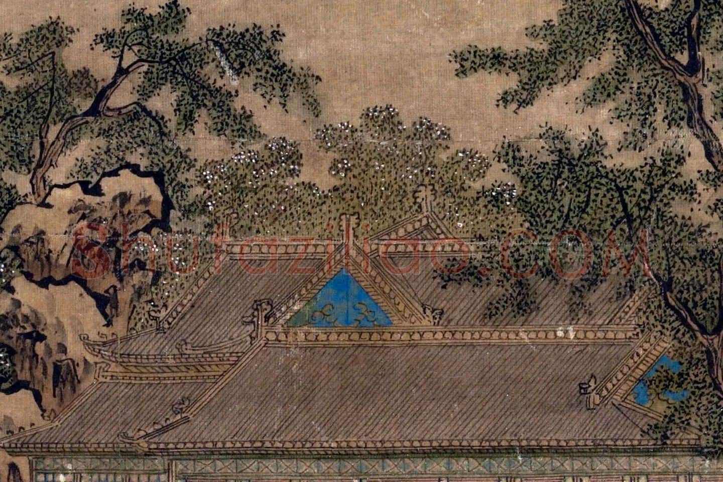 仇英界画《柳园人形山水图》局部 (3)