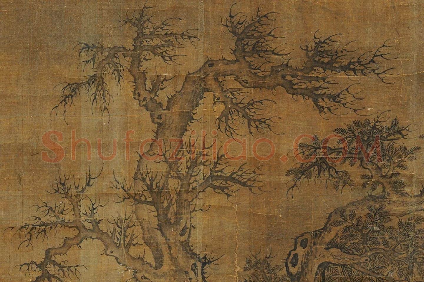 赵干山水画《烟霭秋涉图》局部 (2)