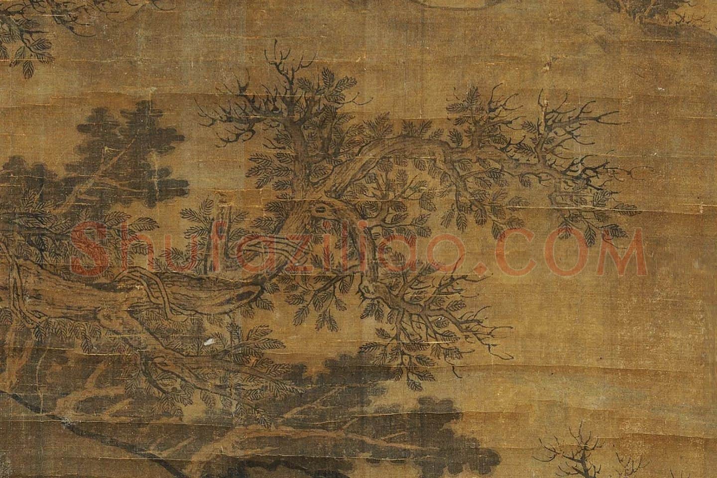 赵干山水画《烟霭秋涉图》局部 (3)