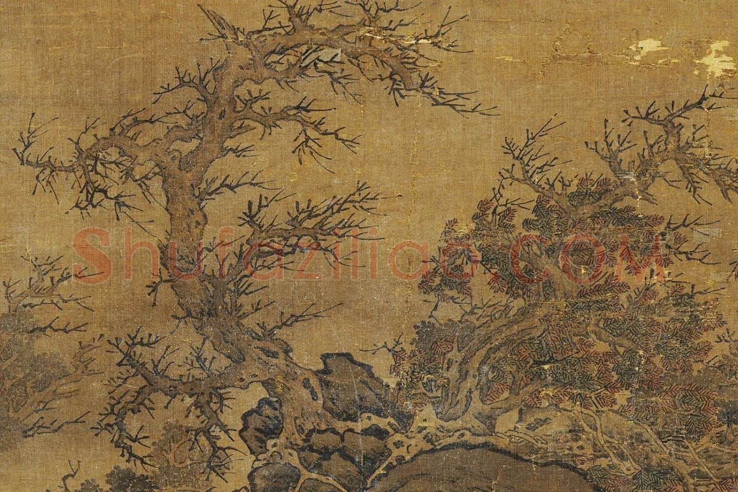 赵干秋景山水画《烟霭秋涉图》局部 (4)