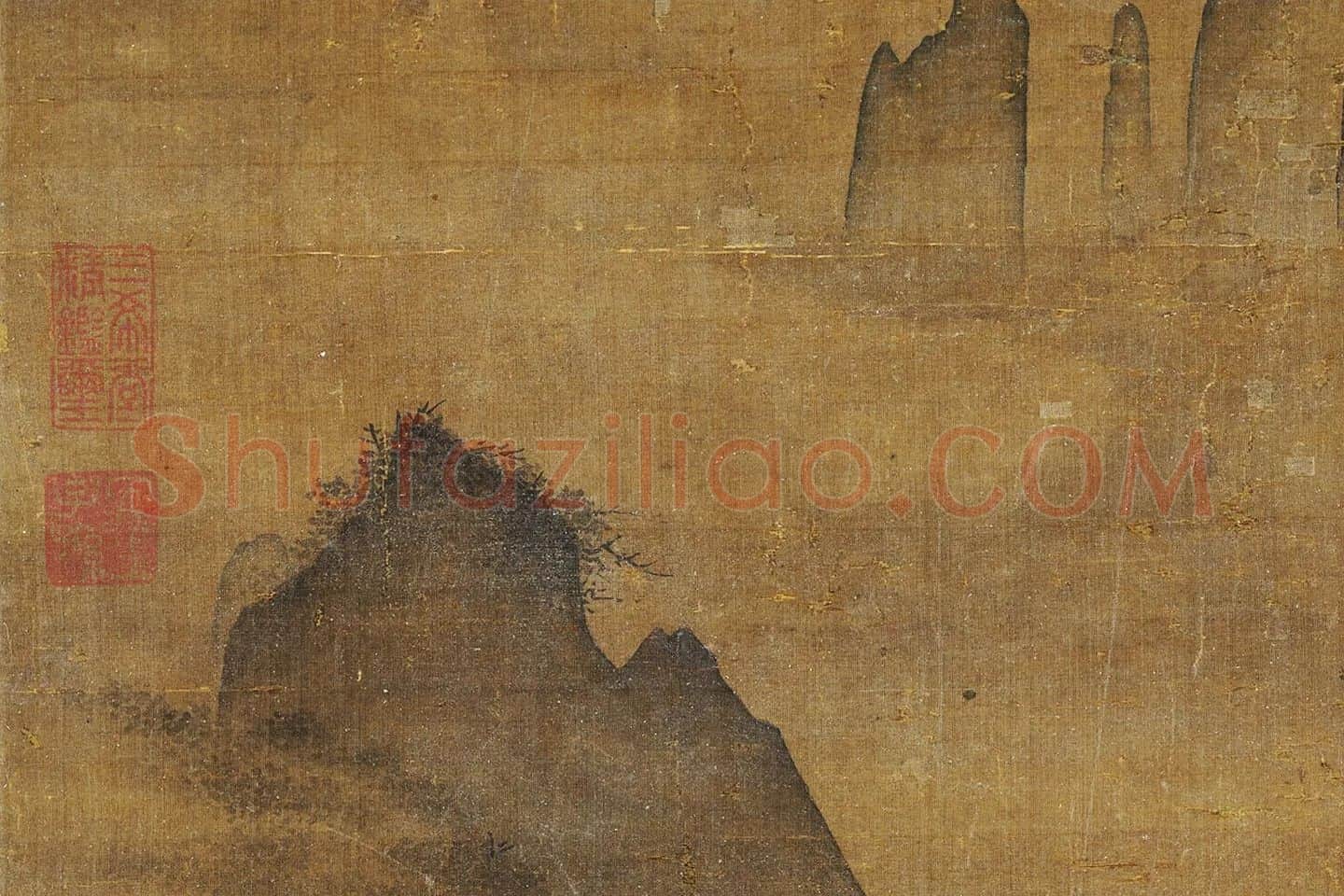 赵干秋景山水画《烟霭秋涉图》局部 (8)