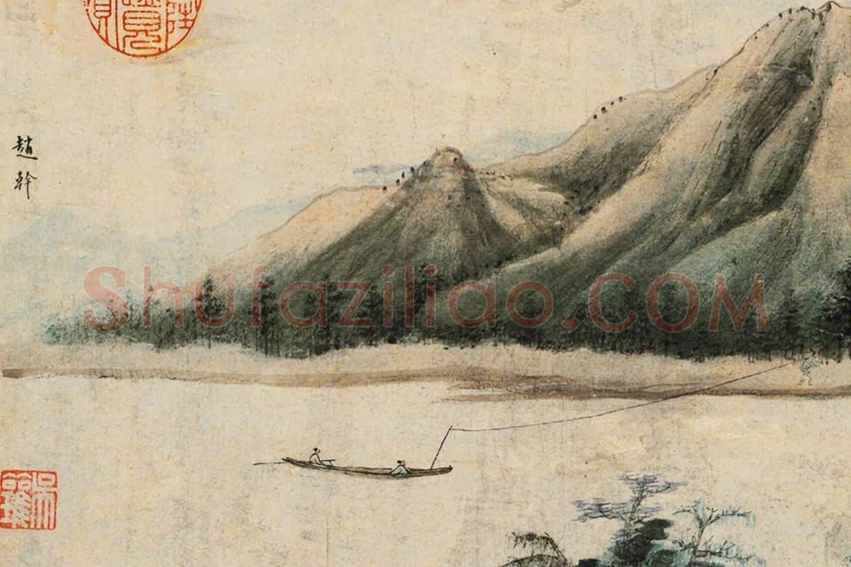 五代赵干山水画局部 (1)