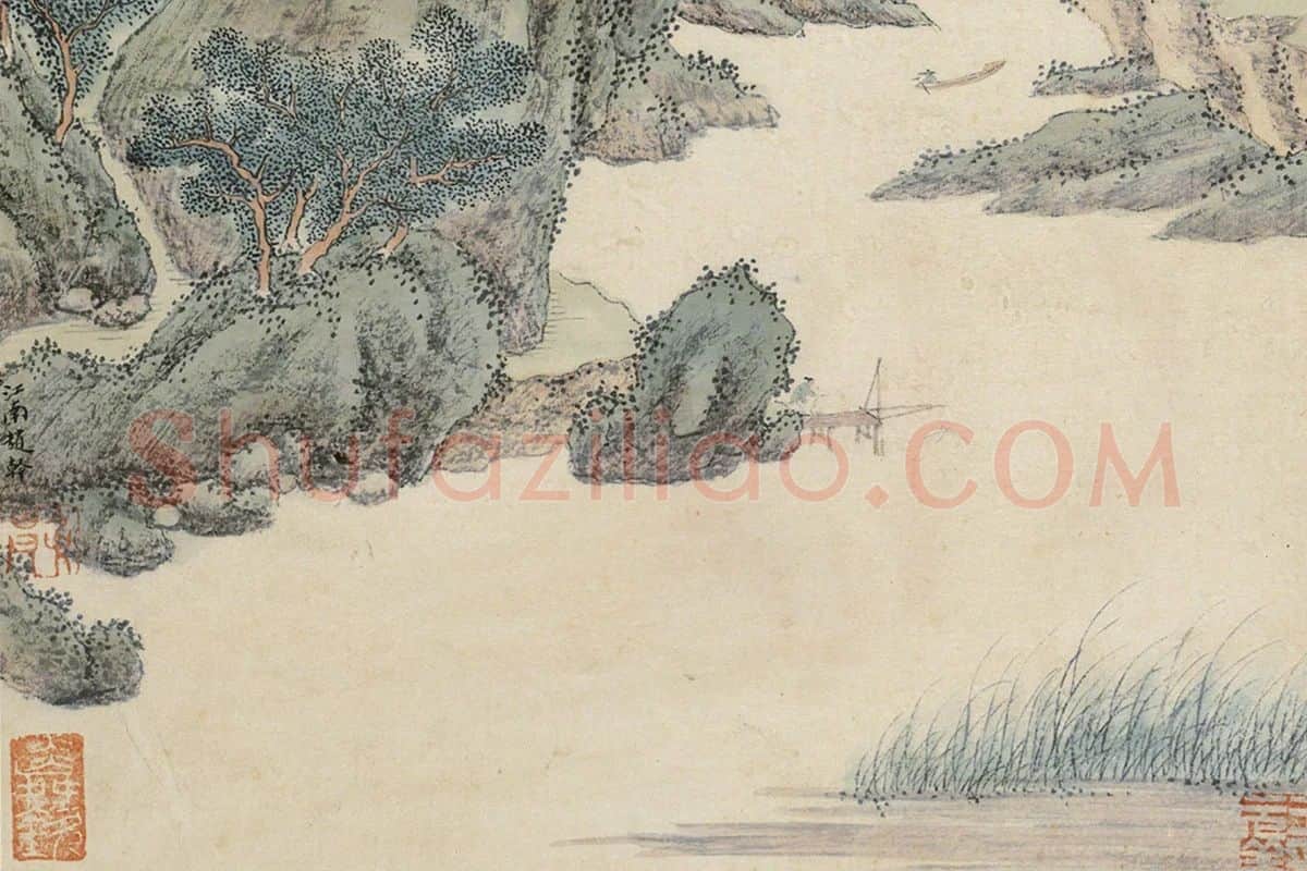 五代赵干山水局部 (1)