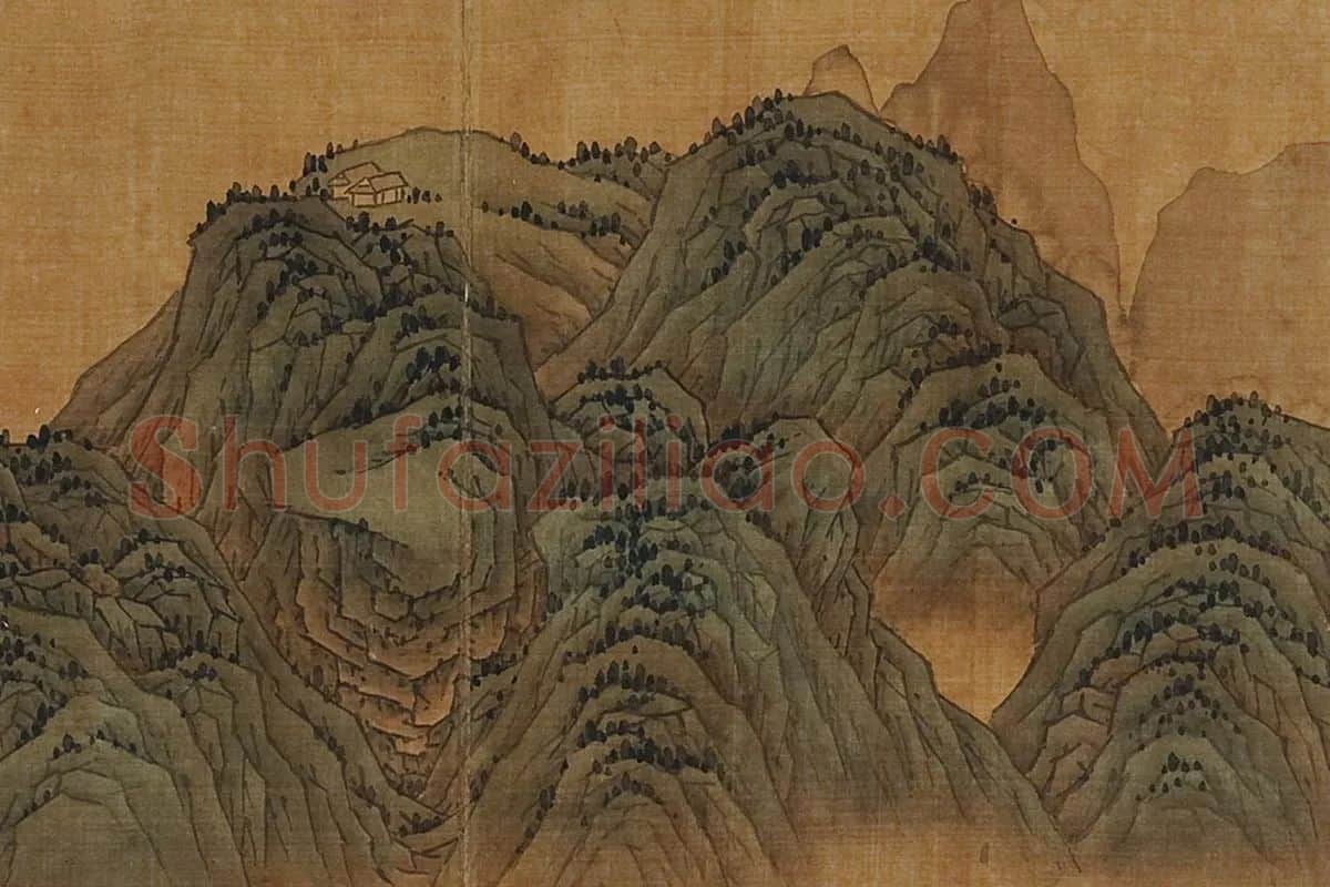 关仝青绿山水《西北巨镇图》局部 (3)