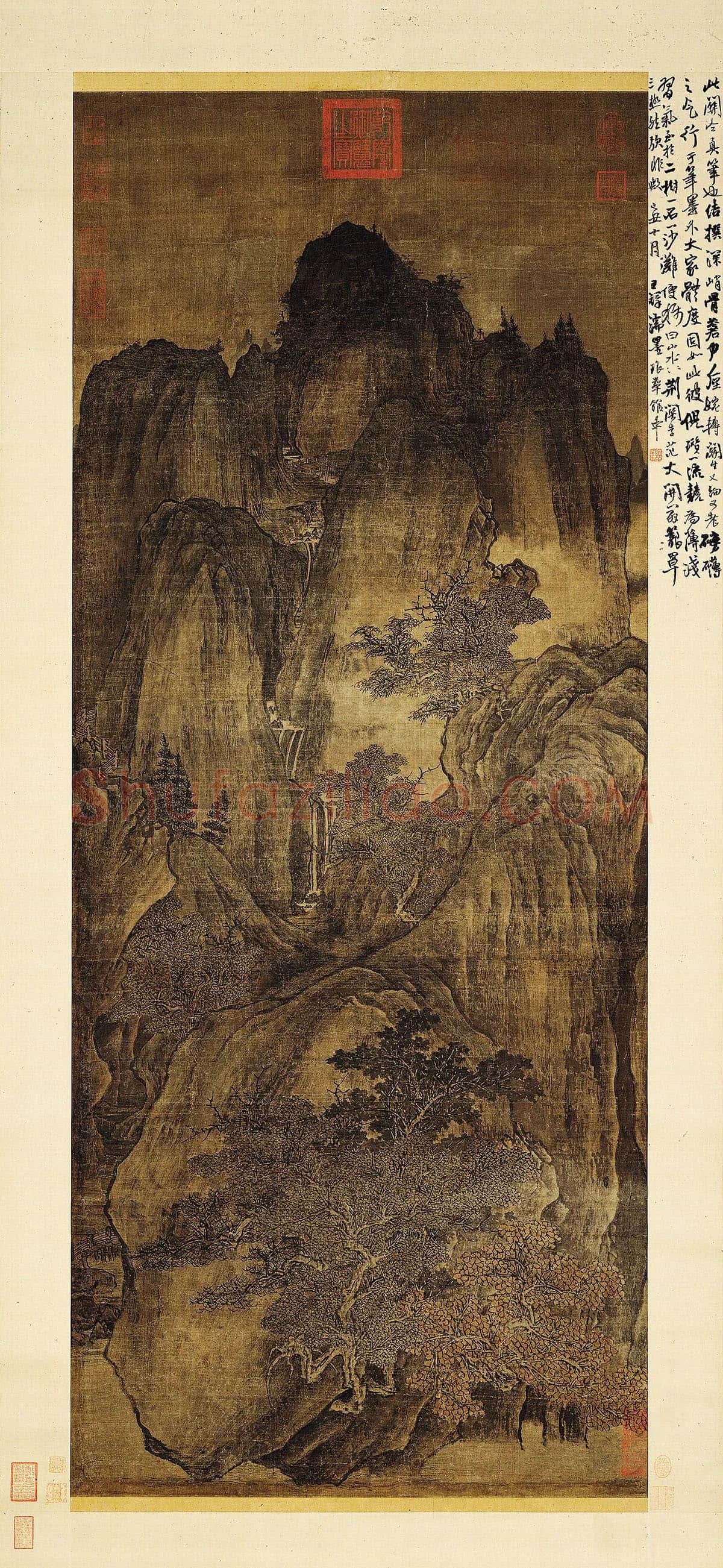关仝秋景山水画《秋山晚翠图》