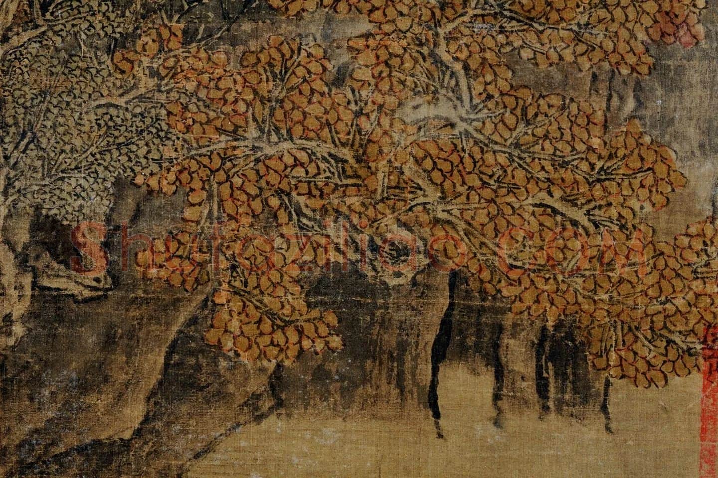 关仝山水画《秋山晚翠图》局部 (2)