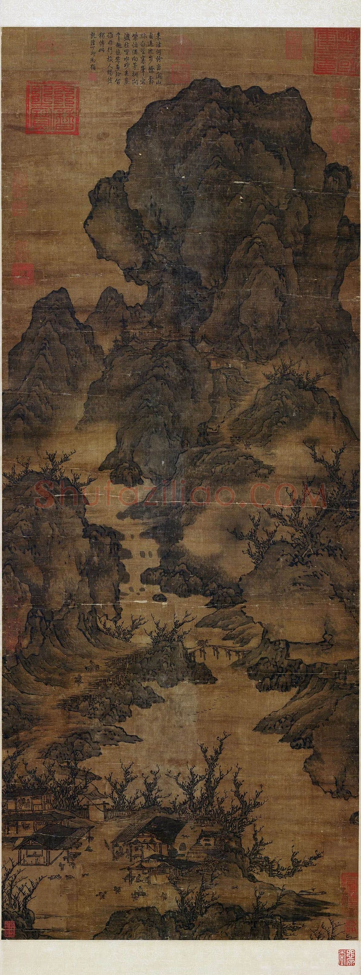 关仝山水《关山行旅图》轴