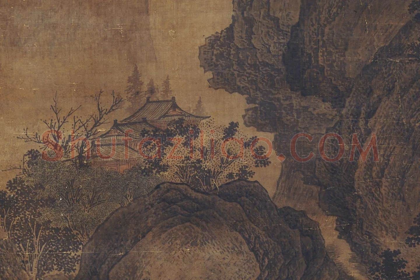 关仝山水画《山谿待渡图》局部 (4)