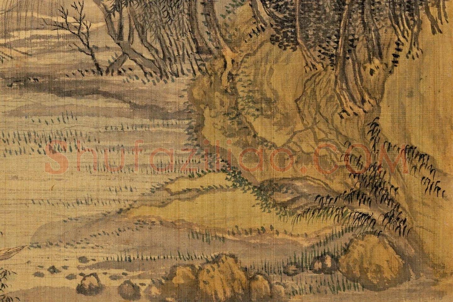 清·王翚山水画《霜柯脩竹图》局部 (2)