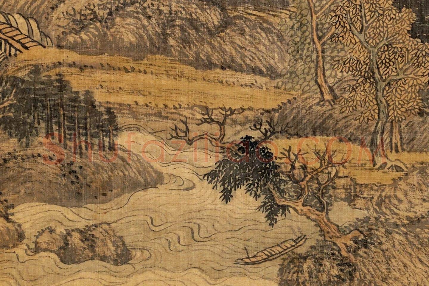 王翚山水《仿王蒙秋山萧寺图》局部-02