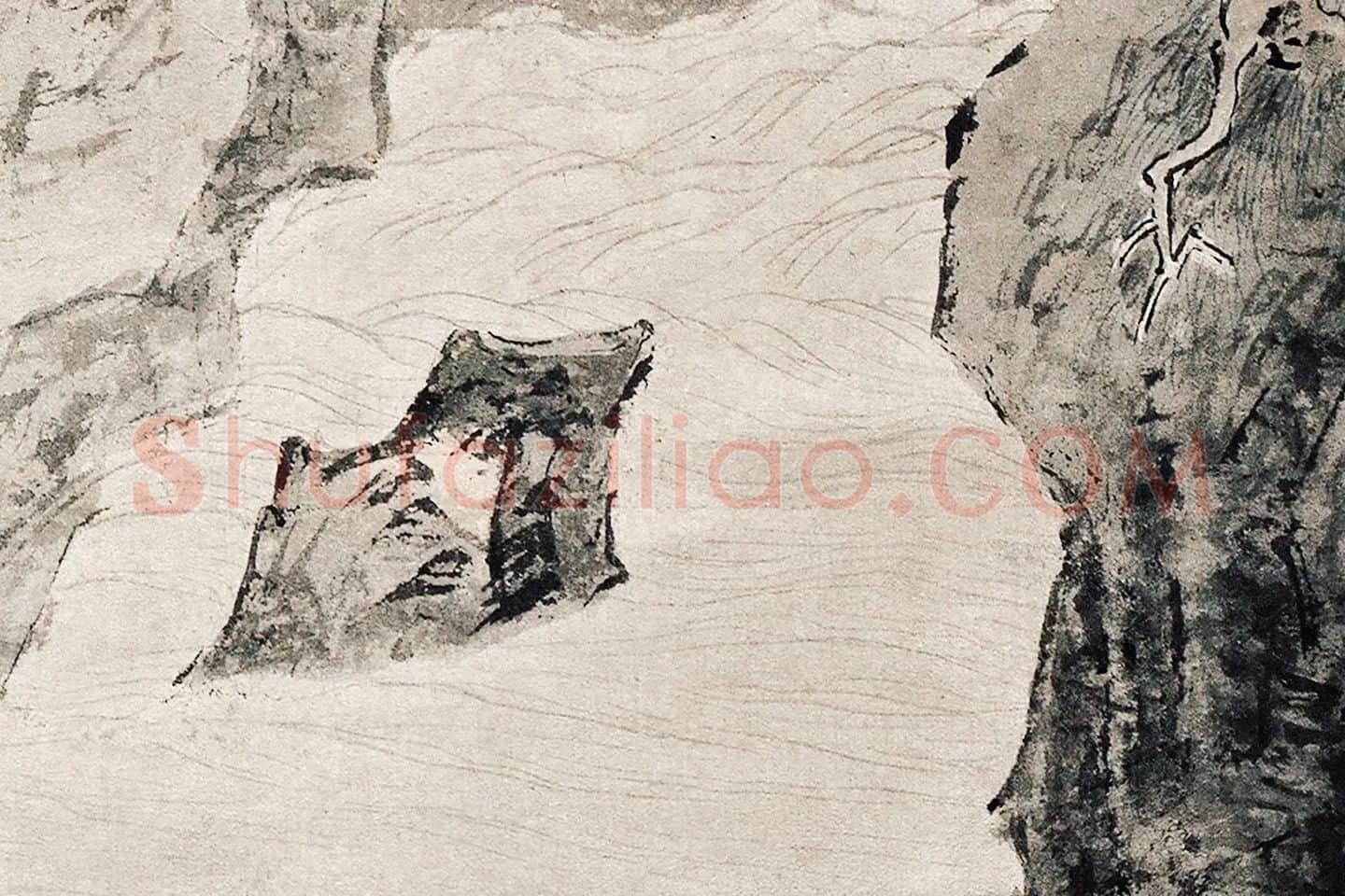 仇英山水人物画《停琴听阮图》局部 (3)