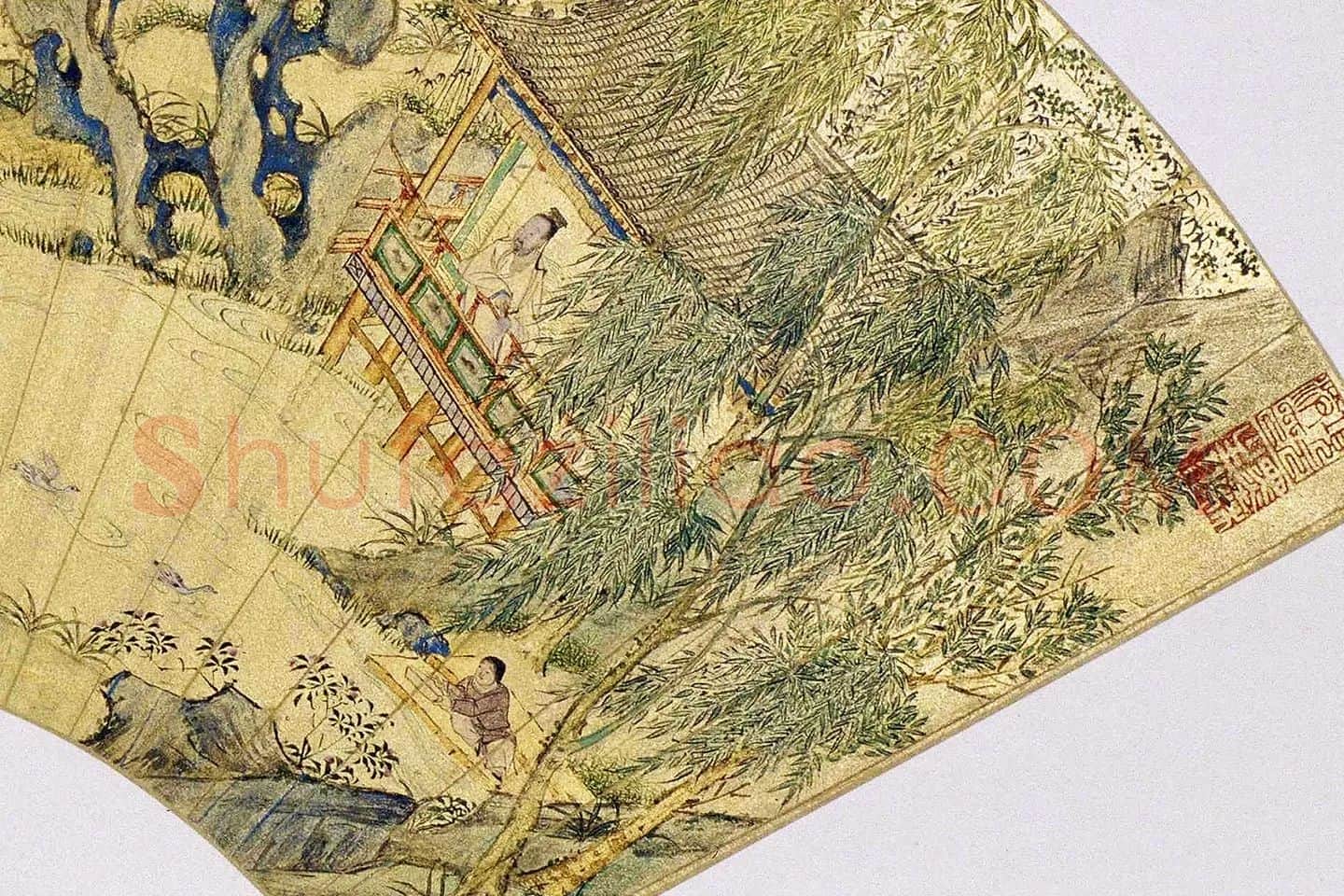 仇英扇面画《兰亭图》局部 (1)