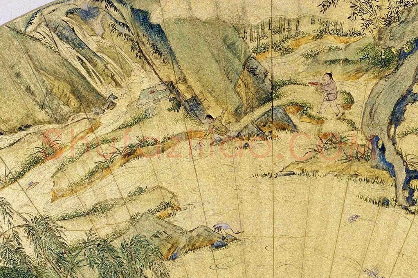 仇英扇面画《兰亭图》局部 (2)