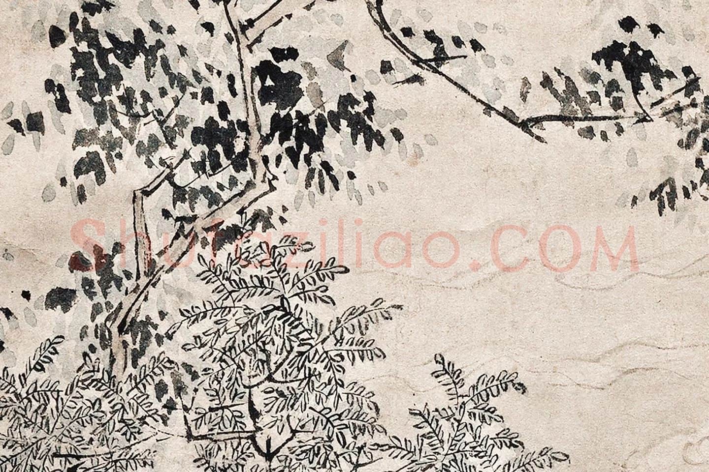 仇英山水人物画《停琴听阮图》局部 (8)