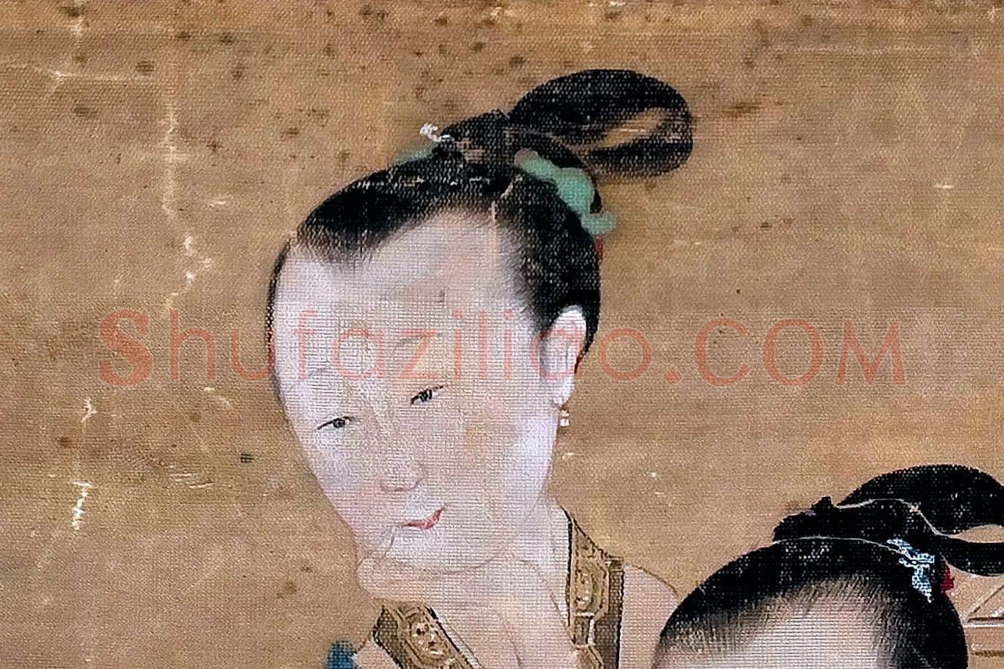 仇英工笔画《仕女图》高清大图局部 (1)