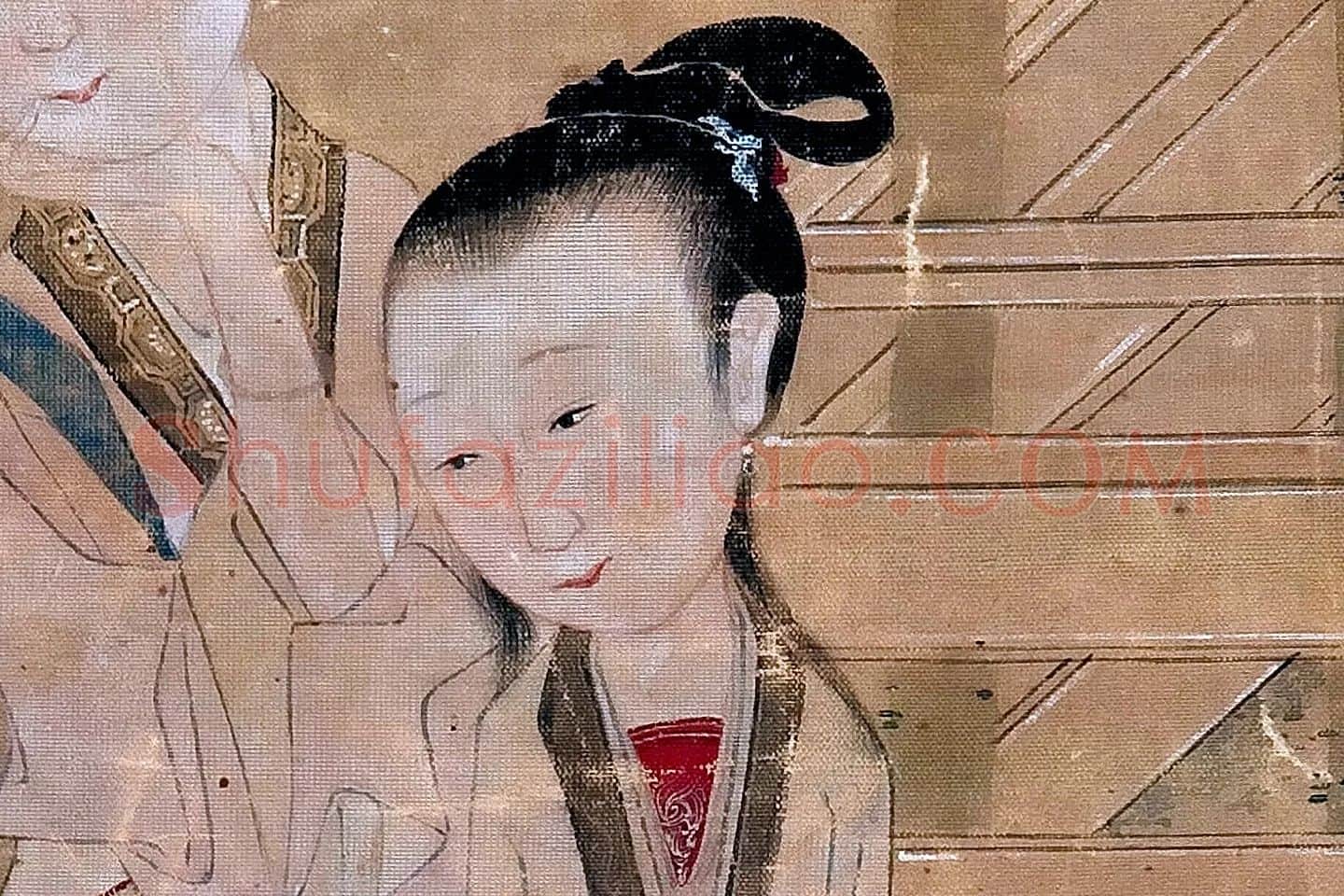 仇英工笔画《仕女图》高清大图局部 (2)