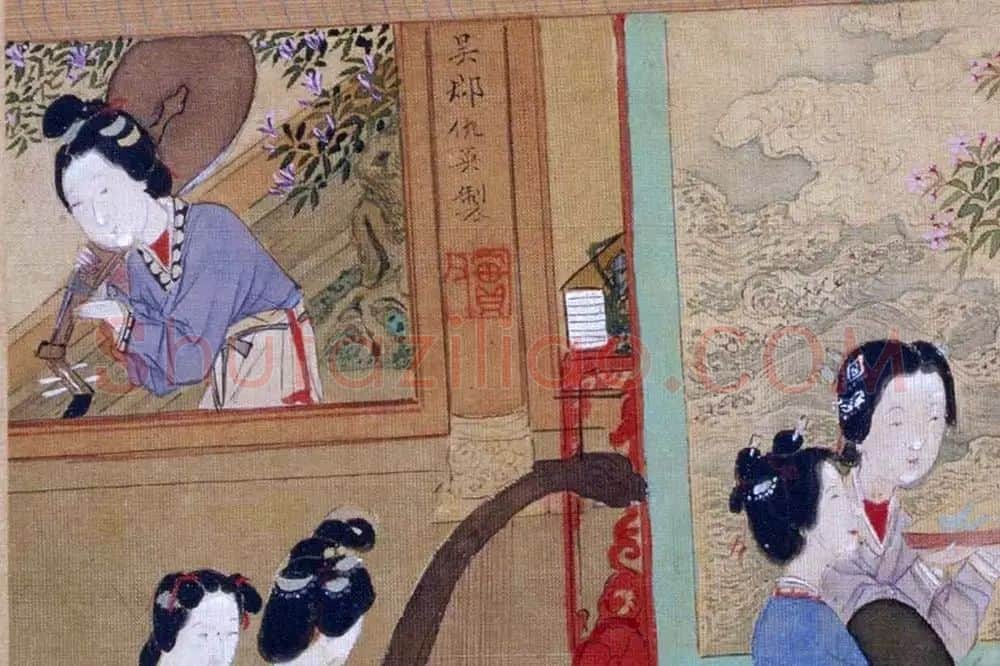 仇英工笔重彩画《人物故事图》局部 (1)