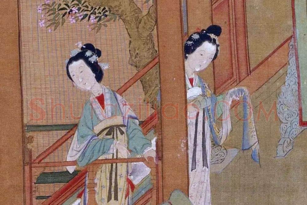仇英工笔重彩画《人物故事图》局部 (5)