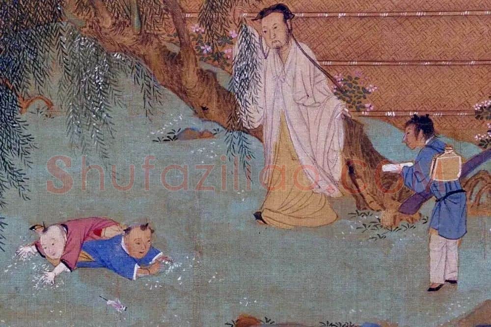 仇英工笔重彩画《人物故事图》局部 (6)