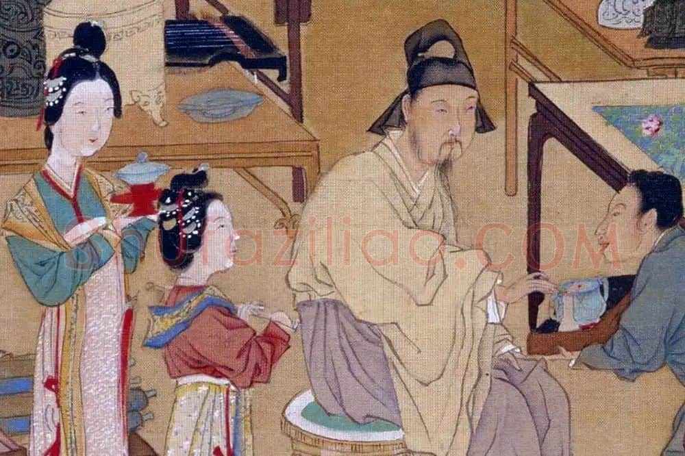 仇英工笔重彩画《人物故事图》局部 (8)