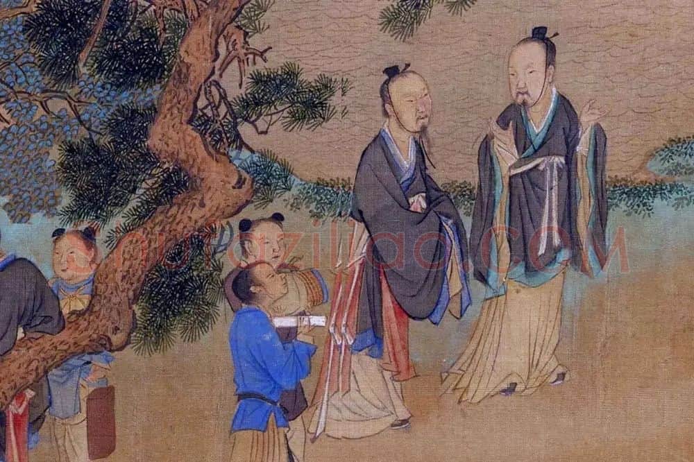 仇英工笔重彩画《人物故事图》局部 (18)