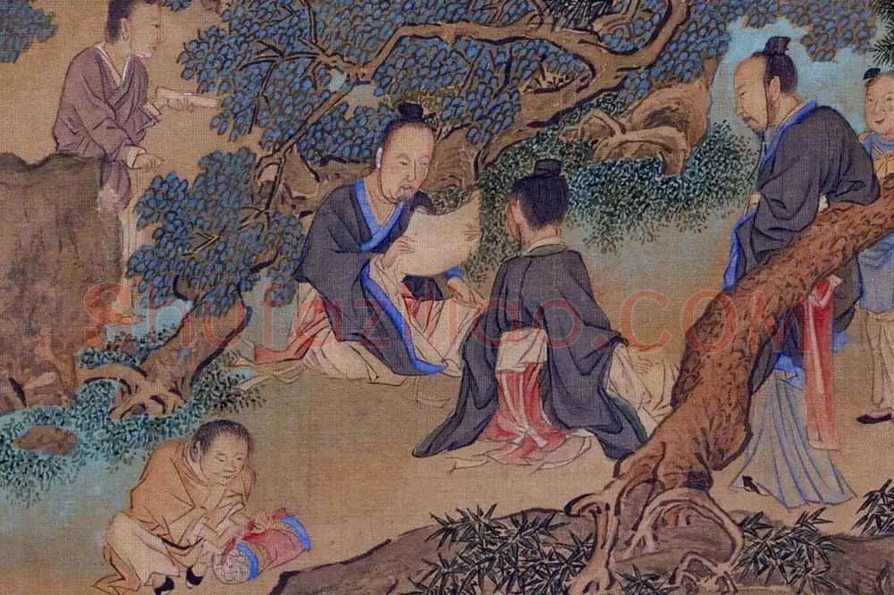 仇英工笔重彩画《人物故事图》局部 (20)