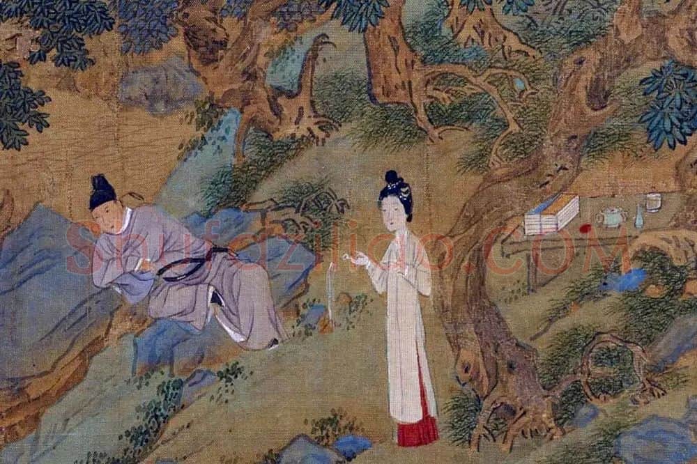 仇英工笔重彩画《人物故事图》局部 (21)